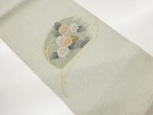 紗紬すくい織菊模様織出し袋帯